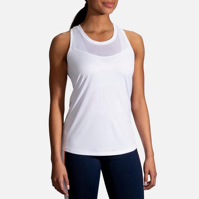 Brooks Stealth Womens Running Tank Top - White - Indonesia (AJZE-08325)